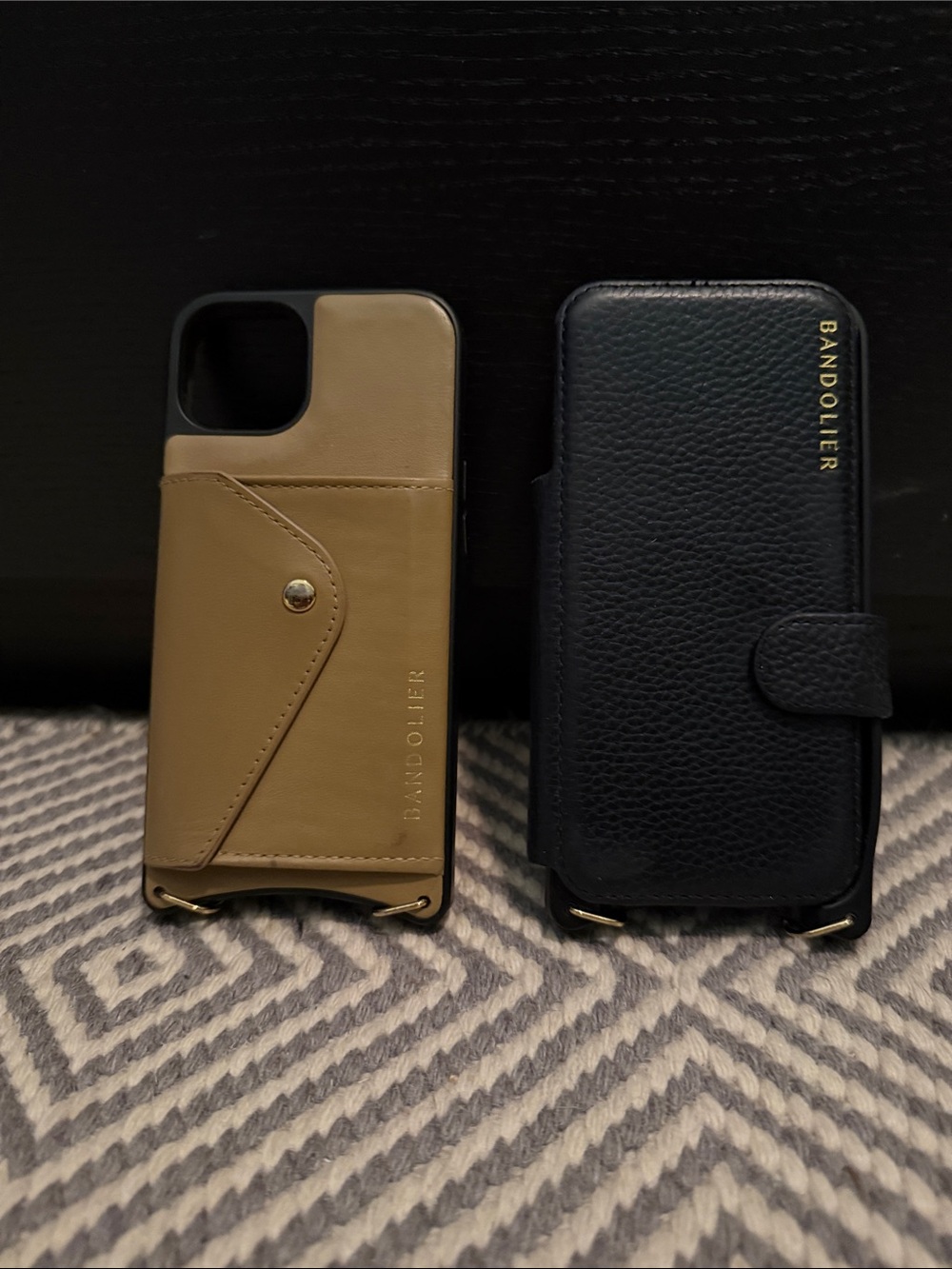 Bandolier Dual Leather Phone Cases in Black & Tan